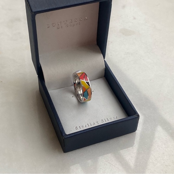 Colorful Geometric Silver Ring - Picture 3 of 5